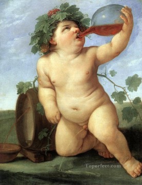  Guido Pintura al %C3%B3leo - Bebiendo Baco Guido Reni desnudo